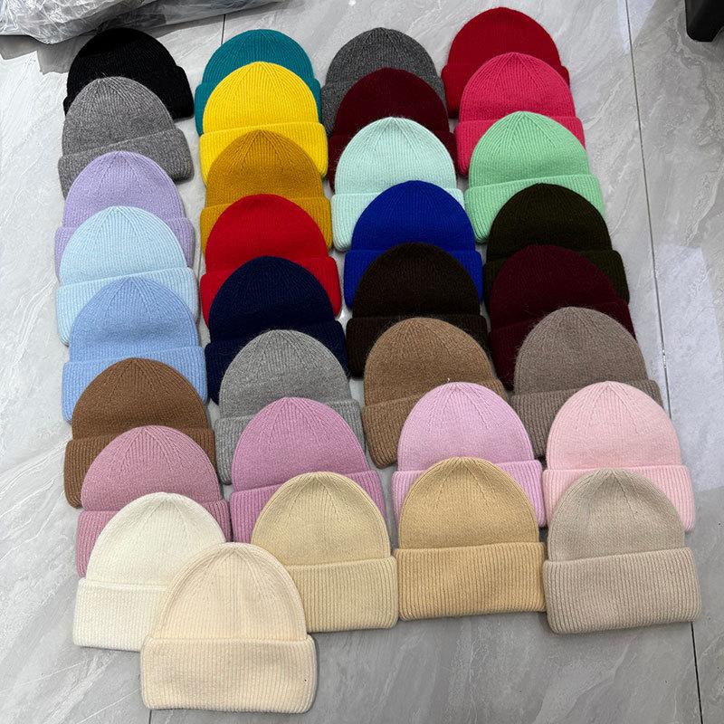 Hat Women's Autumn and Winter Wool Hat Casual Warm Versatile ins Knitted Hat Solid Color Light Board Cold Hat Men's Trend