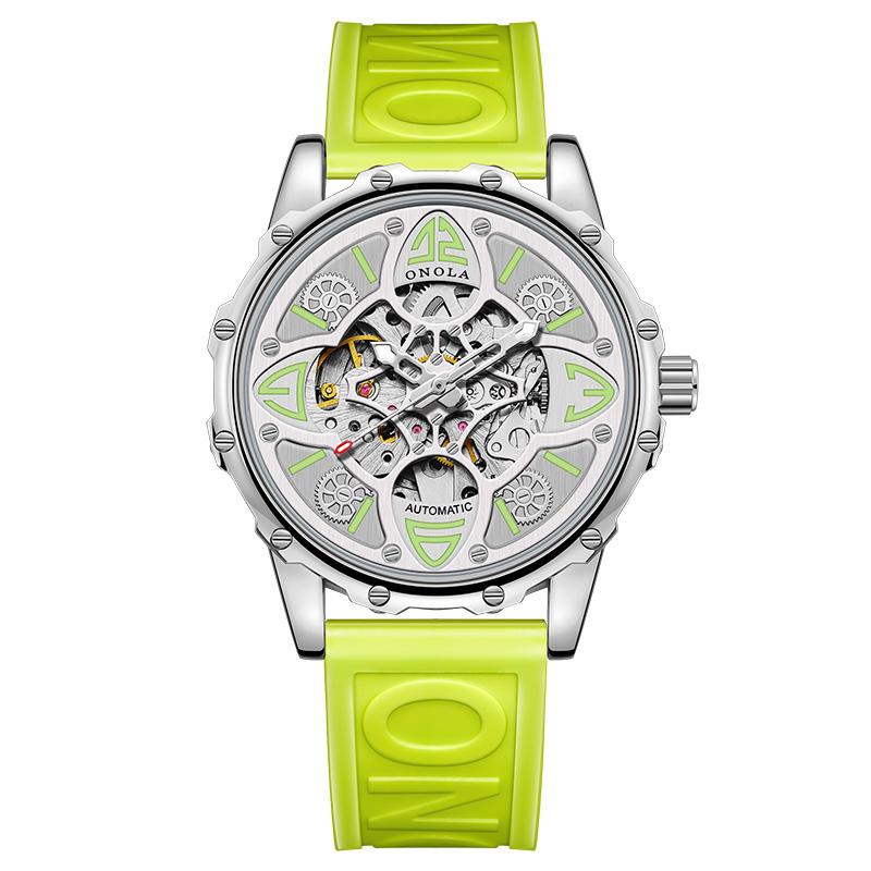 ONOLA ON3833 High-Quality Fashion Men Watch Hollow Full-Automatic Mechanical Watches Women Waterproof Sports Silicon Wristwatch