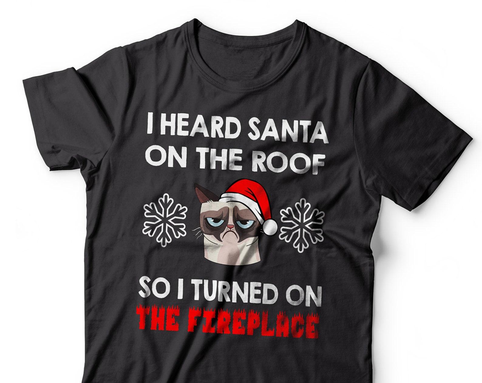 Grumpy Cat Christmas T-Shirt Funny Santa Xmas Party Tee Shirt S