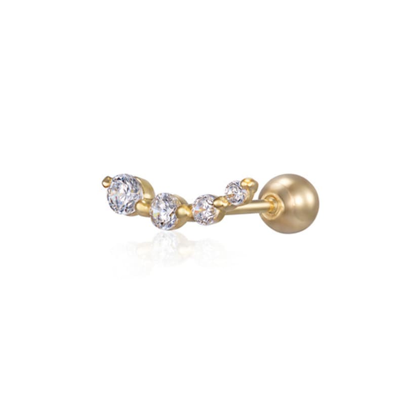 LUNNE 14k Milky Way Curved Stone Piercing (14k Gold) #LFPI04