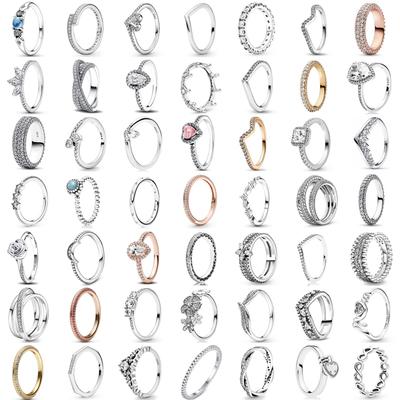 White Series Original 925 Silver Women Finger Rings for Women Silver Daisy Rose Mom Heart Zirconia Stone Luxury Jewelry