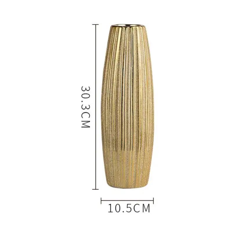 30 cm Luxus Europa Gold Keramik Vase Heimdekoration Kreatives Design Porzellan Dekorative Blumenvase Für Hochzeitsdekoration