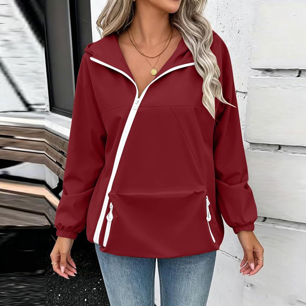 Women's Casual Hooded Zip Up Jacket with Pockets