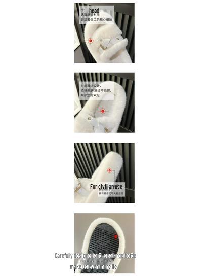 Papuci de damă de pluș în stil european, cu talpă groasă, pentru exterior/interior - Tendință fierbinte 2025, Mărimi mari pentru primăvară/toamnă/iarnă