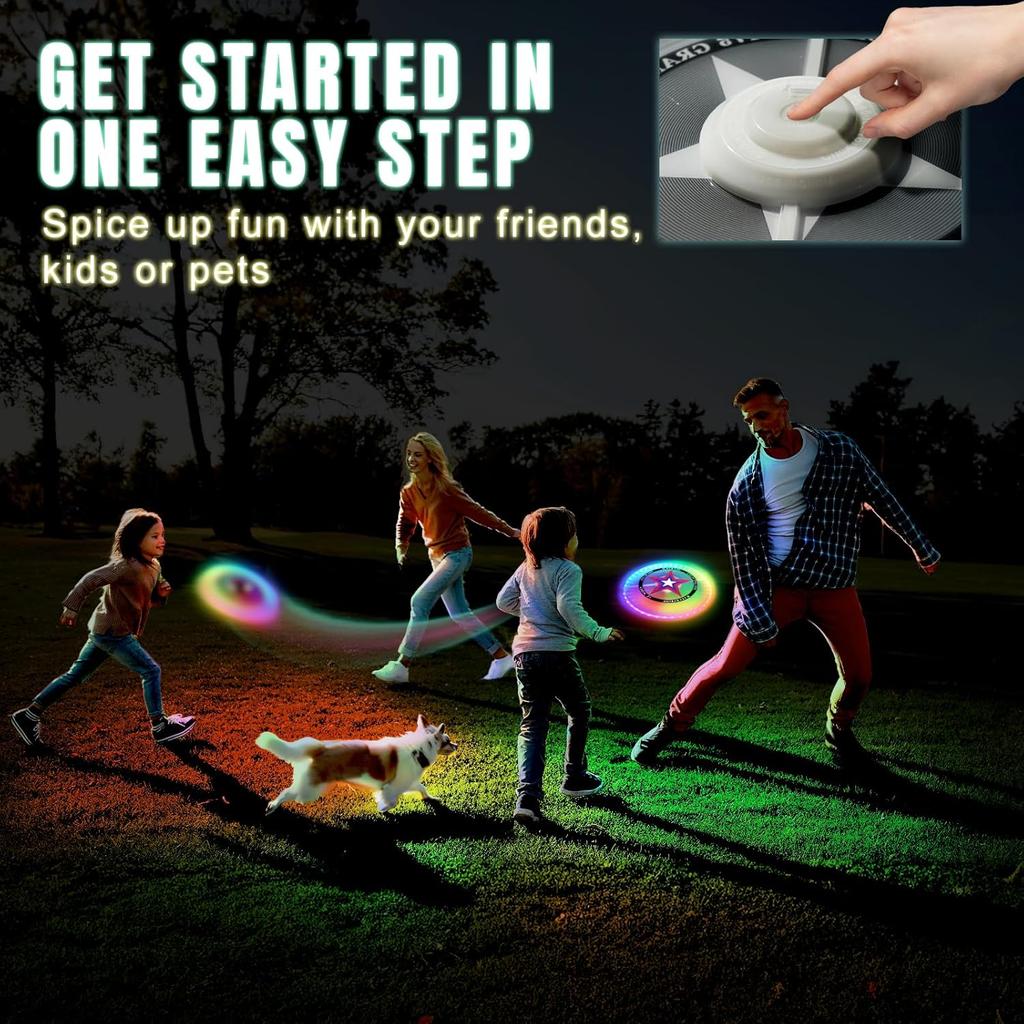 Flying Disc with Millions of Colors, 175g, 12 Lighting Modes, Outdoor Toys for Kids Ages 8-12 Teens