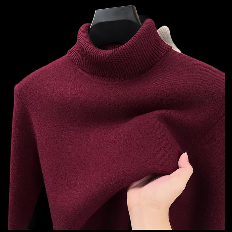 Yiliteng Men's Solid Turtleneck Sweater