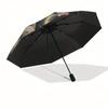 Yin Yang Cats: A Mystical Nighttime Art Print Umbrella, Cute Umbrella with Cute Design, Portable 3-Fold Compact Umbrella for Men & Women, Valentine's