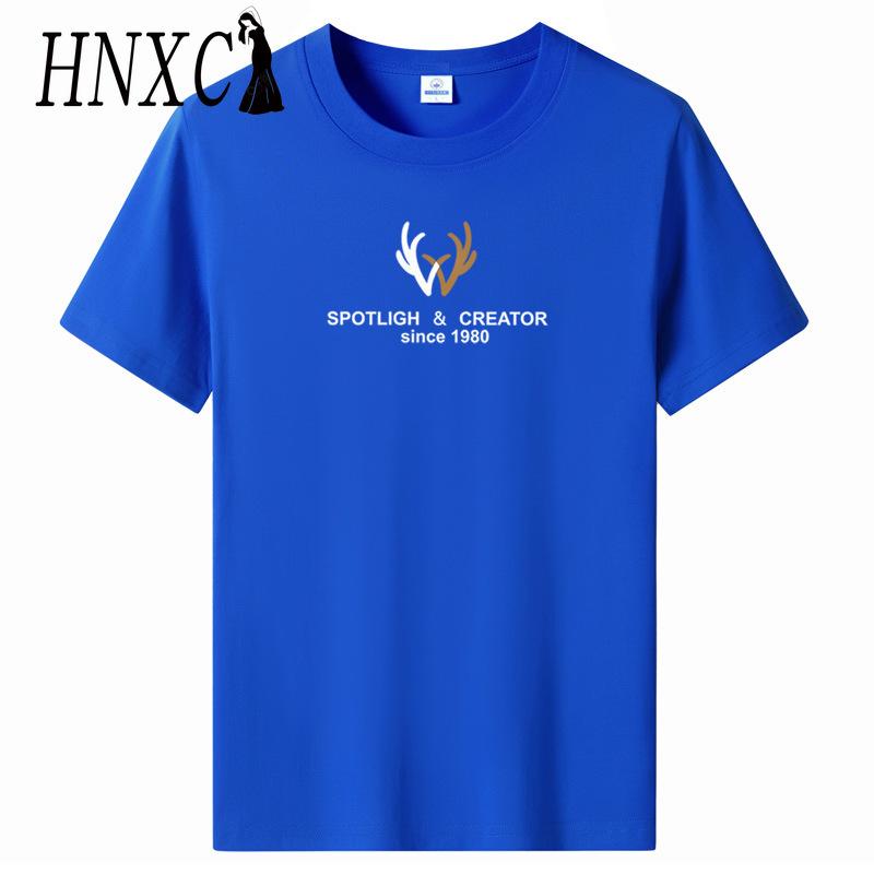 HNXC Cotton Short Sleeve T-shirt Men's Fashion Loose Half Sleeve Shirt Printed Compassionate Shirt