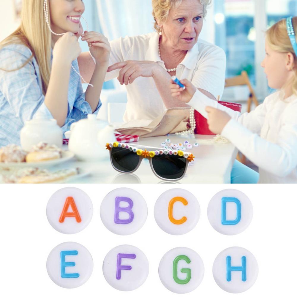 100PCS White Bead Alphabet Beads Colorful Letter Round Letter Beads Vowel Letter Beads  DIY Bracelet