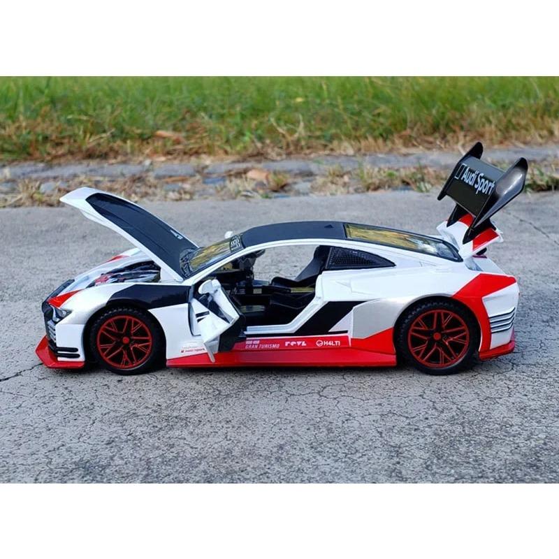1/32 Scale Alloy E-tron Concept Racing Car Model Toy Die Cast Pull Back Sound Light Sports Vehicle Toys for Gifts