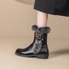 - Large size winter flat heel black fluffy boots, thick bottom comfortable, European and American warm