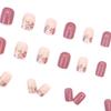 Flower Retro Pink Press On Nails Short Sweet Soft False Girls