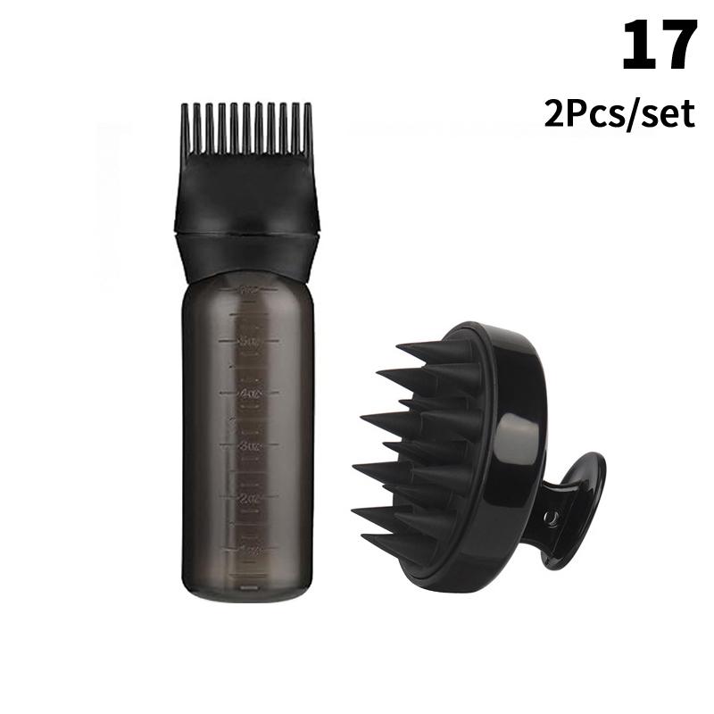 Shampoo Brush Empty Hair Shampoo Bottle With Comb Teeth Salon Treatment Oil Perm Dye Bottle Color Plastic Dry Cleaning Bottle