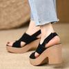 Fashion Sandals Women 2025 Summer Comfortable Solid Breathable Knitted Mesh Thick Wedge Heel Sandals Outdoor Female Shoes Sandalias