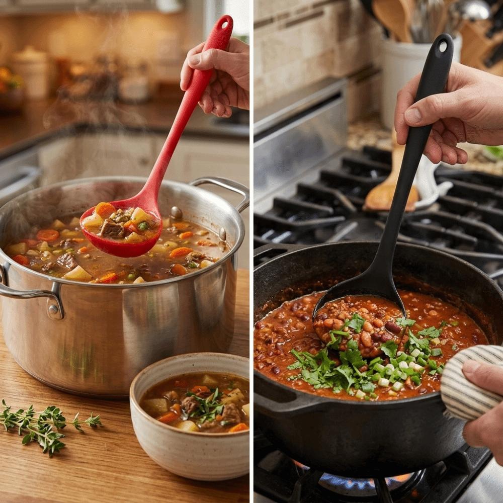 2pcs High Temperature Resistant Cooking Ladle Arc Smooth Sauce Scoop Kitchen Utensil Kitchen