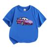 Cute Purple Cartoon Racing Car Print Kids T Shirt 100% Cotton Crew Neck Short Sleeve Tops for Boys Girls Casual Soft Breathable Summer Comfortable Dai