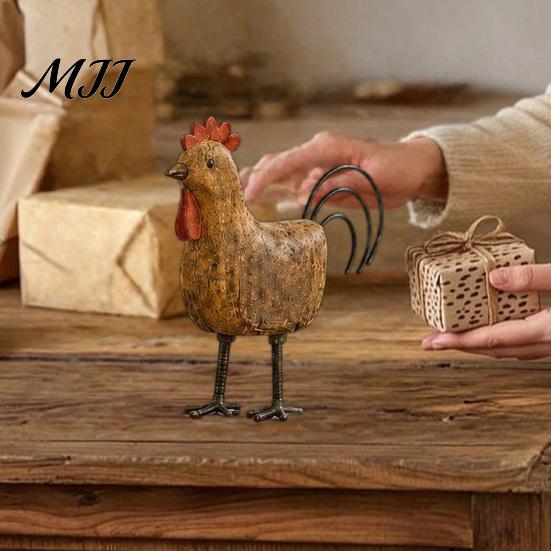 Collectible Farm Animal Sculptures Country Style Pig/Rooster Figurine, Resin Rustic Farmhouse Statue, Pastoral Home Interior Styling Desktop Ornaments