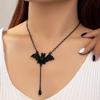 Gotycki Halloweenowy Czarny Nietoperz Łza Wisiorek Naszyjnik dla Kobiet Vintage Dwupoziomowy Kropla Krwi Frędzle Choker Biżuteria Imprezowa dla Dziewcząt