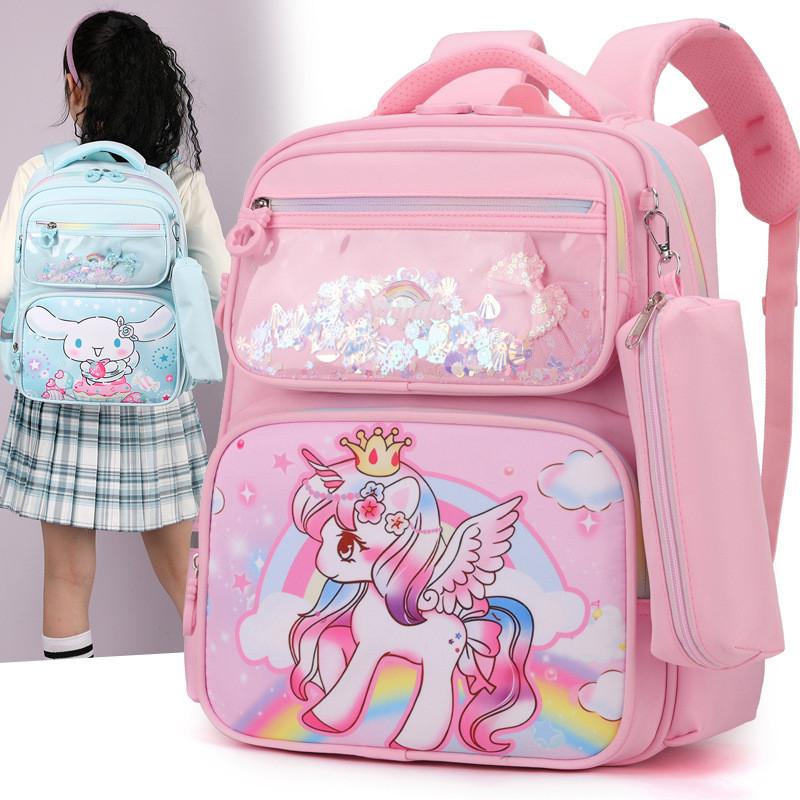 Cute Cartoon School Backpack For Kids With Adorable Kuromi Melody And Cinnamoroll Designs
