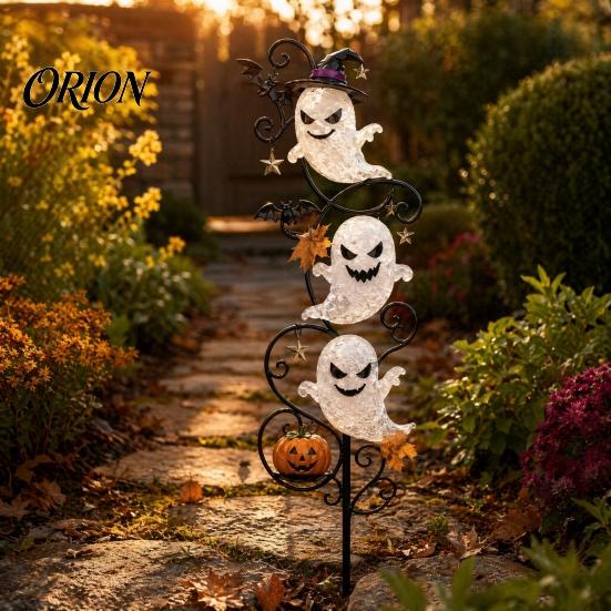 Spooky Outdoor Lawn Decorations Halloween Ghost Garden Stake LED Light, Waterproof Ground Glowing Yard Art Lamp, for Path Decoration Holiday