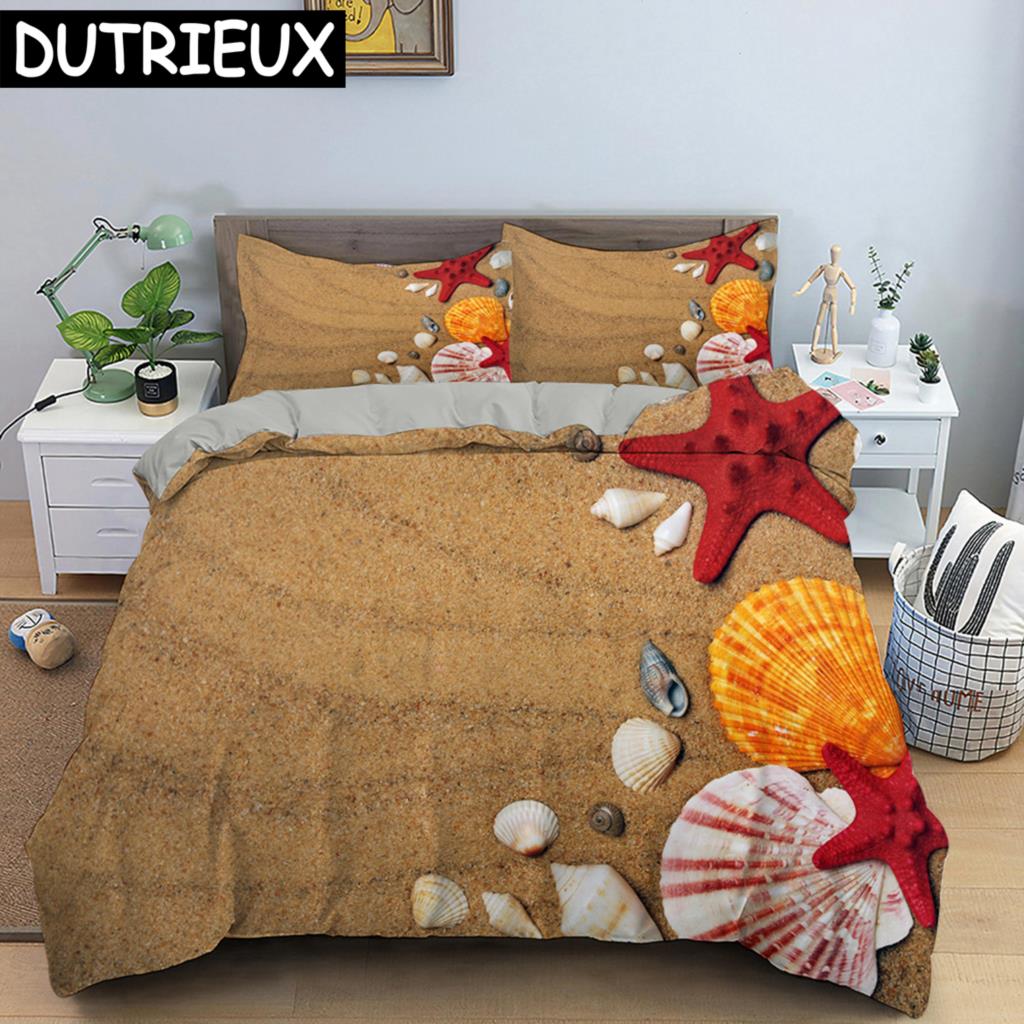Seaside Beach 3D Duvet Cover Bedding Set Comforter Linen Pillowcases Quilt Cover Home Decor Single Double Twin King Queen