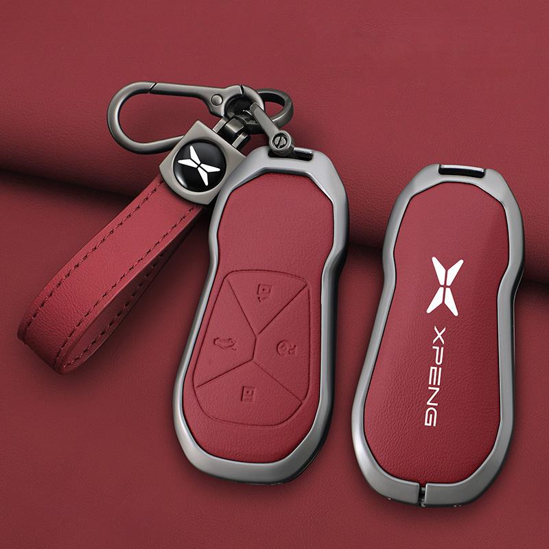 Automobile Key Sleeve Unisex Black/Brown/Blue High Quality Auto Alloy Leather Car Key Case Cover For Xiaopeng Xpeng P7 P7i P5 G3 G3i G9 G6 22-23 Key Auto Housing Accessories