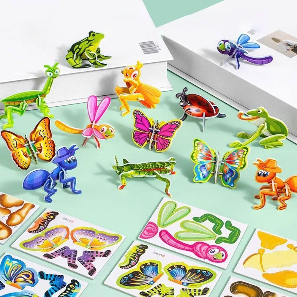 25Pcs Toys Puzzle Blocks Early Education Puzzle Cards Creative Insect Jigsaw