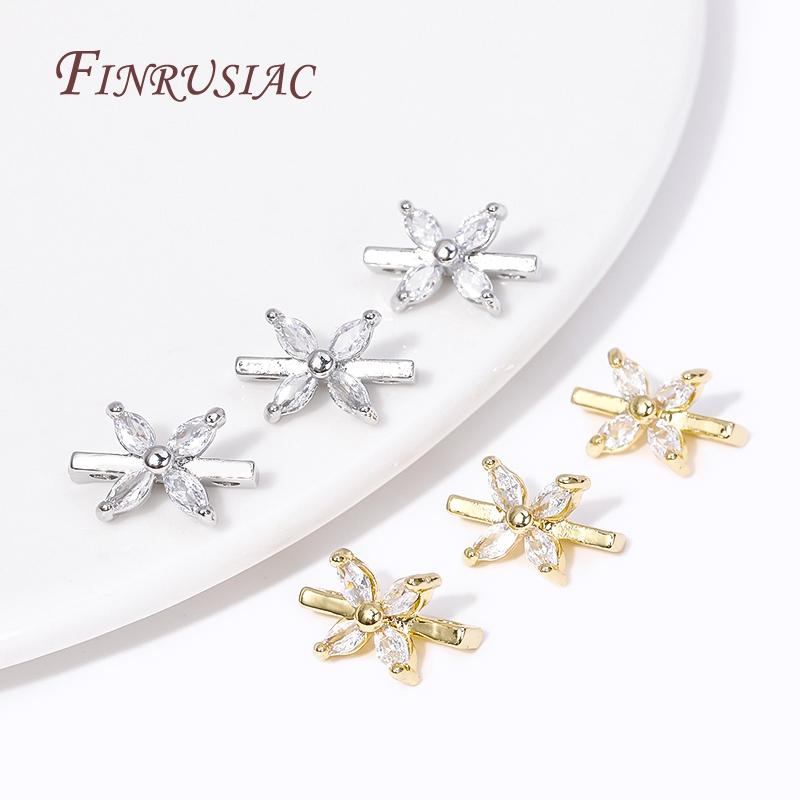 18K Gold Plated 3 Hole Separators for Beads, Inlaid Zircon Beads Separators Accessories,Handmade DIY Beading Jewelry Fittings