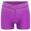 Kids Performance Shorts with Sparkling Rhinestones V-Front Elastic Waistband for Dance Gymnastics