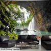 2D Jungle Cave Waterfall Wall Tapestry Tropical Scenery Background Cloth