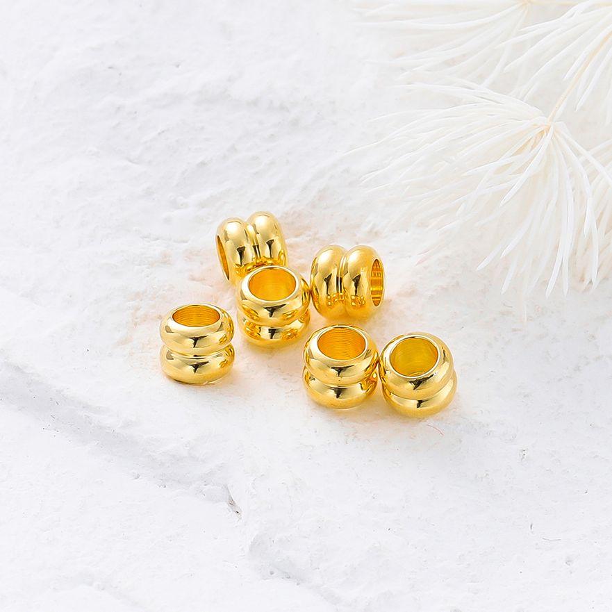 20pcs/lot 14K 18K Gold Plated Platinum Cylinder Bracelet Metal Beading Loose Spacer Beads For Decorate DIY Jewelry Findings
