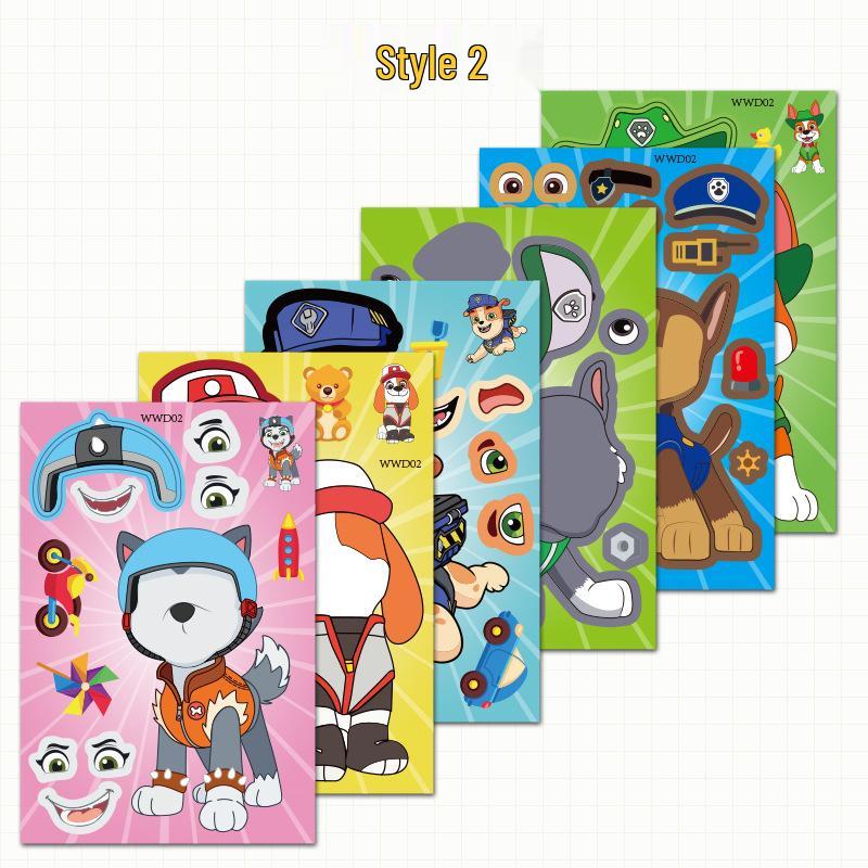 Paw Patrol Cartoon Dog Rescue Team Stickers - DIY Face Swap & Fun Decorations for Kids