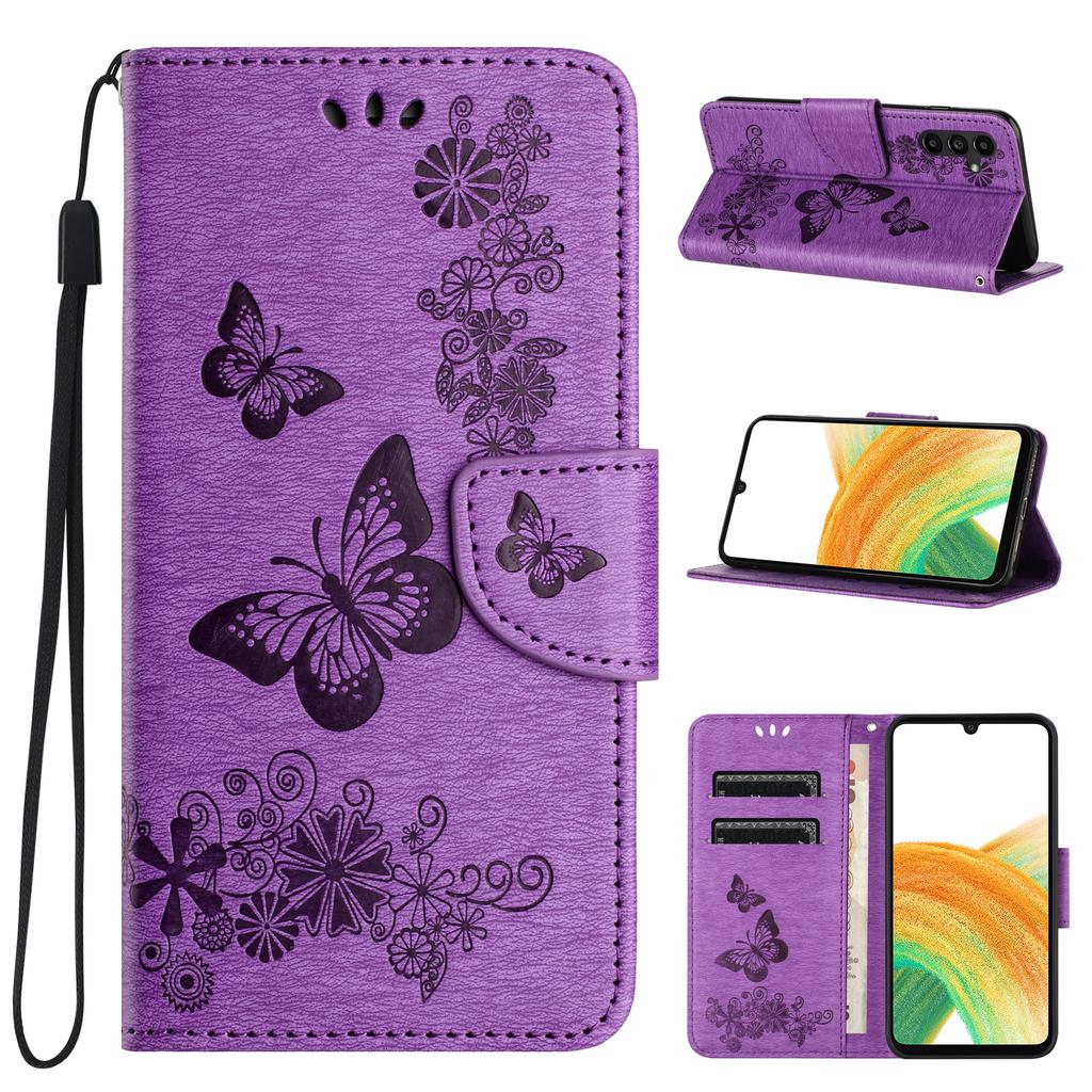 For Samsung Galaxy A55 5G Case Butterflies Flower Leather Wallet Flip Phone Cover