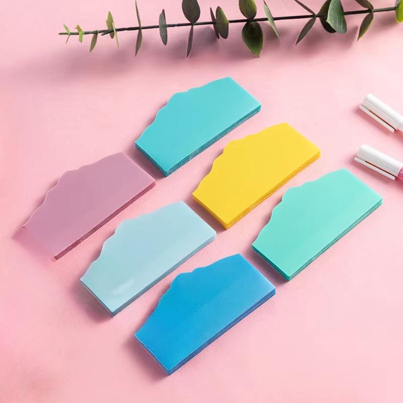 30/50sheets Light Color Transparent Pearlescent BOPP Sticky Notes Notebook Reading Highlights Label Writable Sticker To Do List Tab