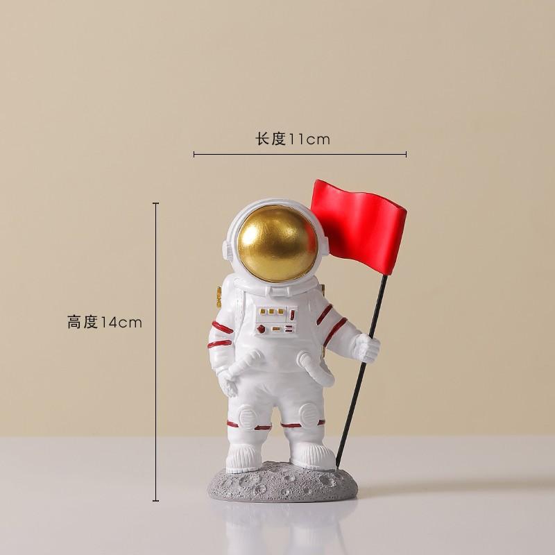 Kreativní dekorace astronauta s červenou vlajkou do obývacího pokoje, vinotéka, jednoduchá domácí dekorace, dekorace na stůl a kancelář...