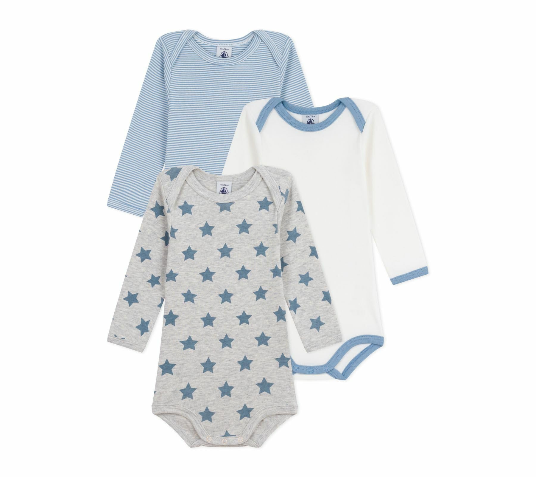 

Petit Bateau Long Sleeve Bodysuit Set Multicolor Size 24 86cm (3-Piece Set), A0EAV, 1, Months,