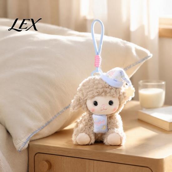 Plushie Gift for Girls Goodnight Sheep Plush Keychain, Cute Sleepy Lamb Stuffed Toy with Nightcap, Fluffy Keyring Soft Bag Charm Backpack And Nursery