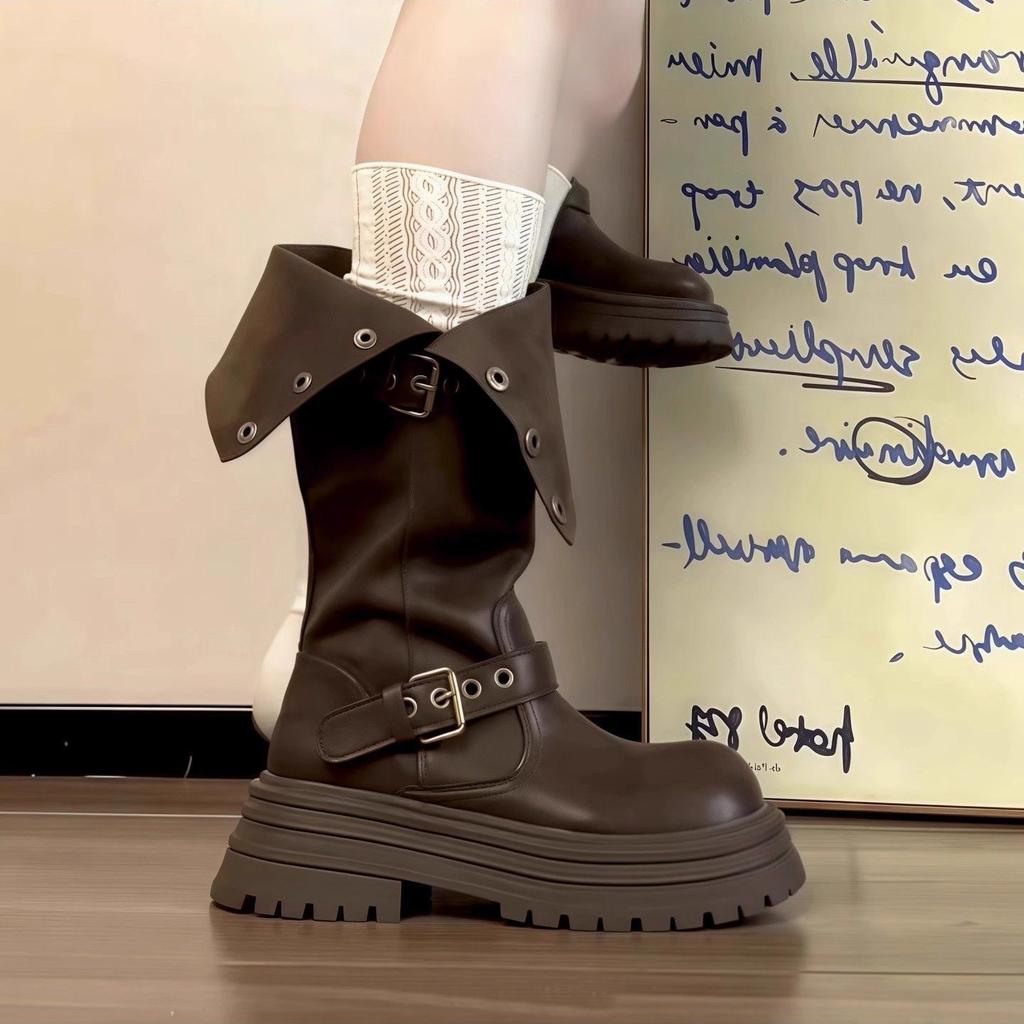 Western boots, cowboy boots, children's summer Xinjiang travel boots, brown Maillard knight boots, thick-soled Martin boots.