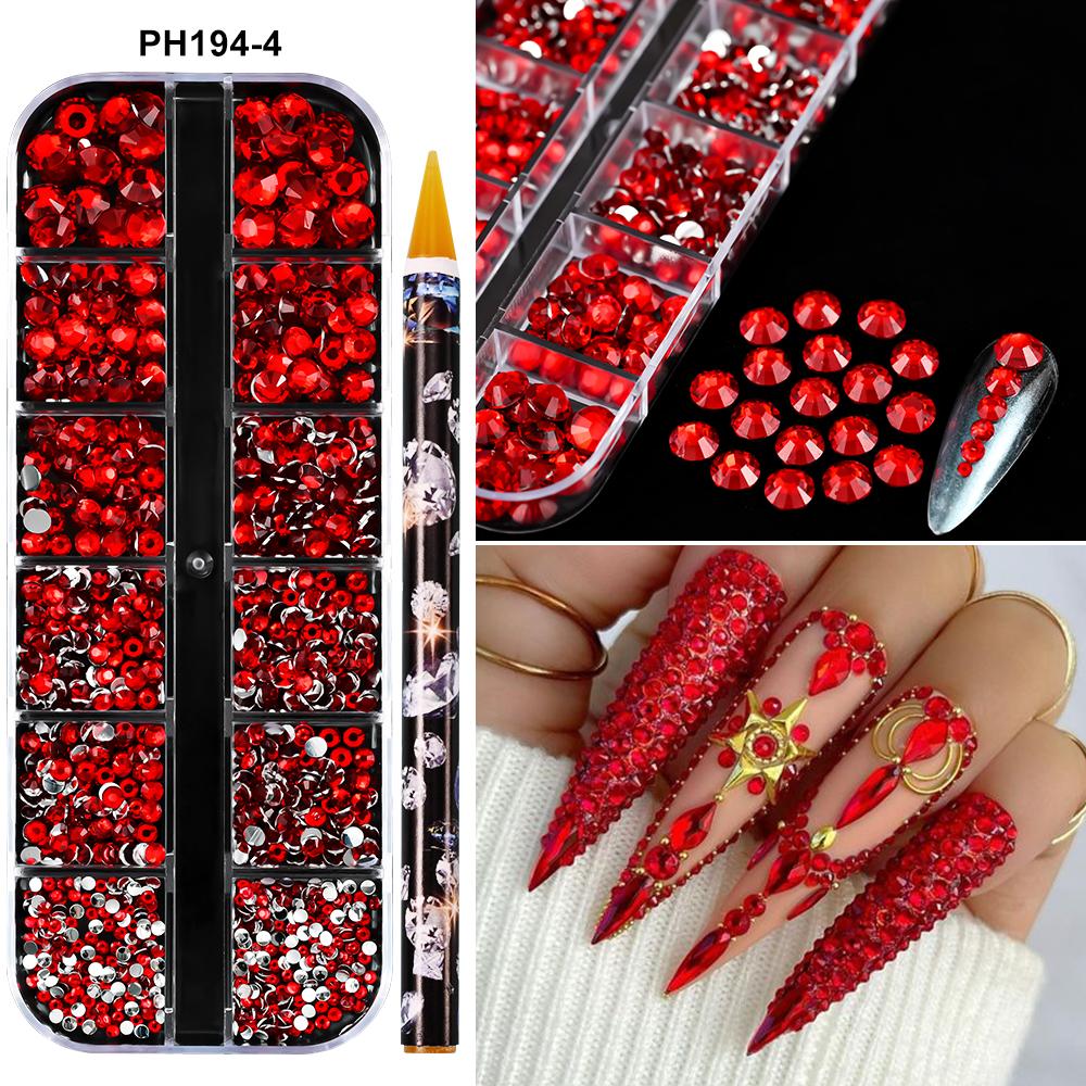 12Grids(6000pc) 3D Resin Nail Art Rhinestones+Tools 2mm Brilliant Diamond Nail Charms DIY Clothes Phone Case Manicure Accessory