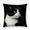 Realistic Black  White Cat Pillow  Cushion Cover Pc  HD Portrait with Green Eyes Modern Decor for Sofa or Bedroom
