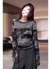 Elegante y Versátil Top de Manga Larga Tie-Dye – Estilo OL Adelgazante para Otoño e Invierno.