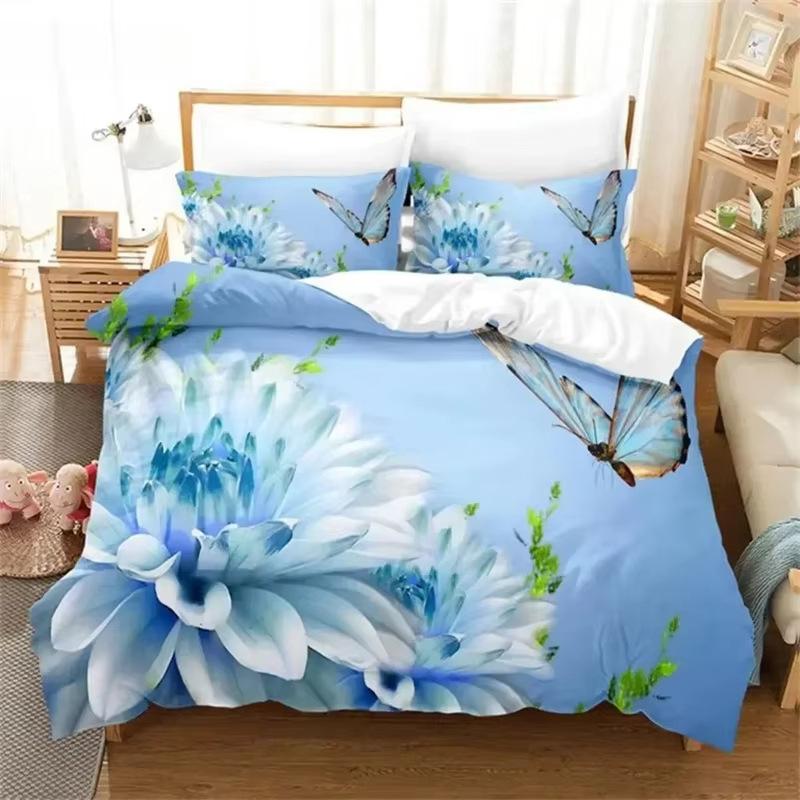 Colorful Butterfly Down Comforter Set Bedding Set 3-piece Duvet Cover Set