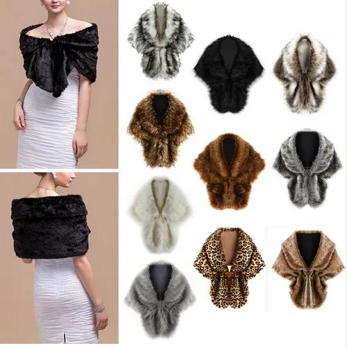 Shawl Elegant Faux Fur Shawl Warp Stole Evening Wedding Women