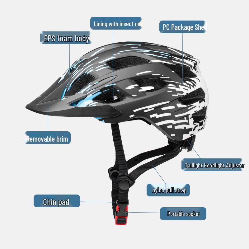 Adjustable Integrated Cycling Safety Helmet with Taillight and Cross-border Certification