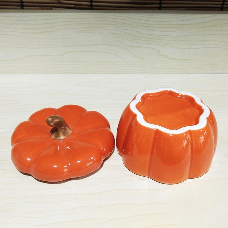 Pumpkin Candle Holder Cup with Lid for Home Bedroom Decoration Ceramics Cups