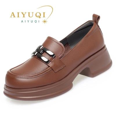 Mocassim feminino plataforma estilo britânico sapatos de primavera femininos salto alto salto médio sapatos slip-on femininos