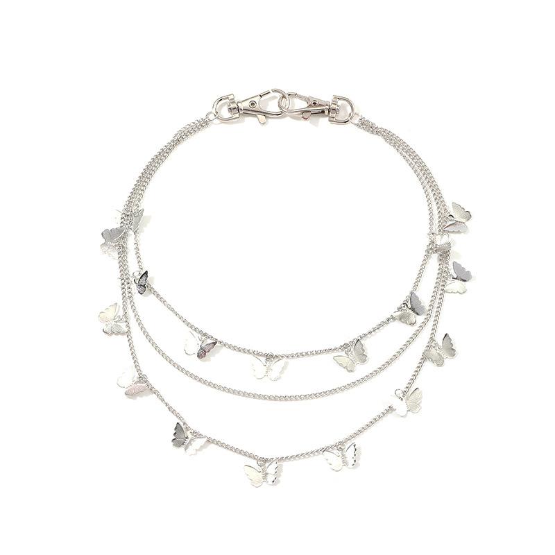Punk Butterfly Belt Waist Chain Women Pants Multi Layer Hiphop Keychain Jewelry