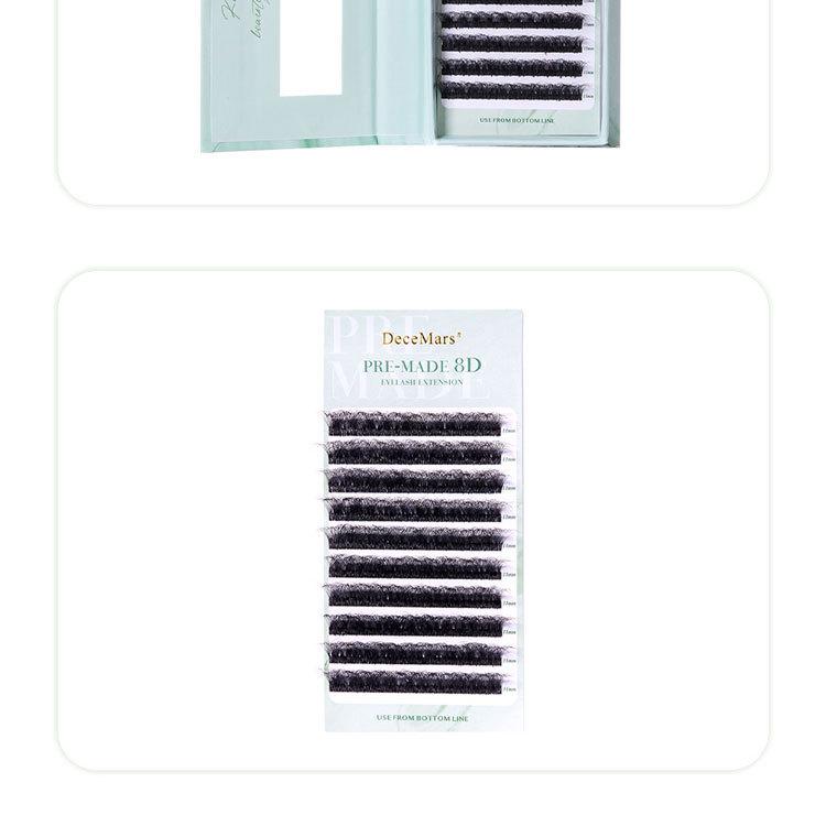 DeceMars 8D Pre-made Grafting Eyelashes for Technicians - Dense, Natural, Beautiful Lash Extensions with Non-Scattered Roots.