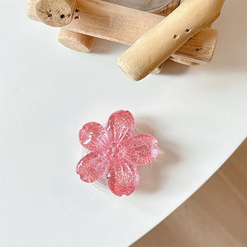 

Glitter Sequins Three-Dimensional Flowers Mobile Phone Airbag Bracket Paste Ring Desktop Lazy Watching Drama Girl Heart
