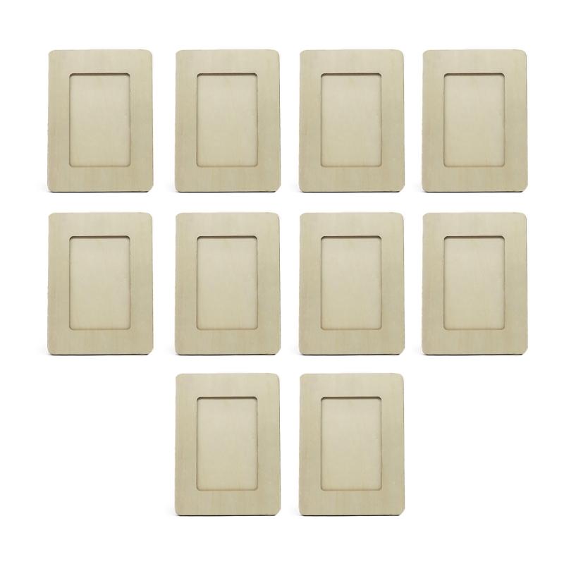10Pcs Craft Ready Unfinished Wood Photo Frame Picture Frame for Display